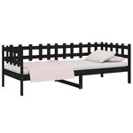 vidaXL Lit de jour sans matelas noir 90x200 cm bois de pin massif