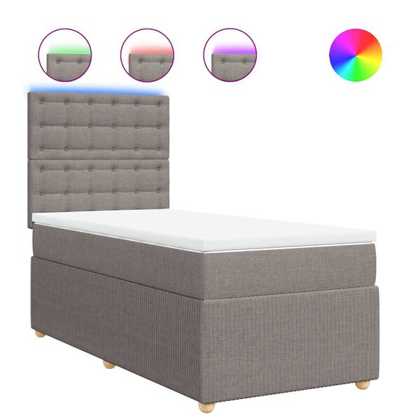 vidaXL Sommier à lattes de lit avec matelas Taupe 90x200 cm Tissu