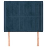 vidaXL Tête de lit avec oreilles Bleu foncé 93x16x118/128 cm Velours