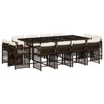 vidaXL Ensemble à manger de jardin avec coussins 13 Pièces marron rotin