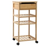 vidaXL Chariot de Cuisine avec Roues Naturel 37 x 36 x 80 cm Bambou