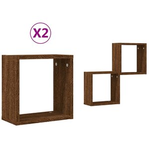 vidaXL Étagères murales sous forme cube 2 Pièces chêne marron 30x15x30cm