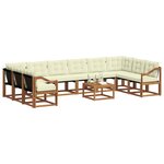 vidaXL Ensemble de canapés d'extérieur 11 pc Naturel et Crème