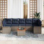vidaXL Ensemble de canapé de jardin avec coussin 8 Pièces Gris polyrotin