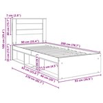 vidaXL Cadre de lit Béton 90 x 200 cm Bois de pin massif