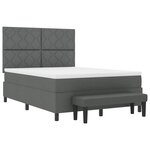 vidaXL Lit à ressorts avec Matelas & Banc Gris Foncé 160x200 cm Tissu