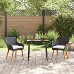 vidaXL Ensemble de salle à manger pour jardin 3 Pièces Noir polyrotin