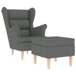 vidaXL Fauteuil avec repose-pied Gris foncé Tissu
