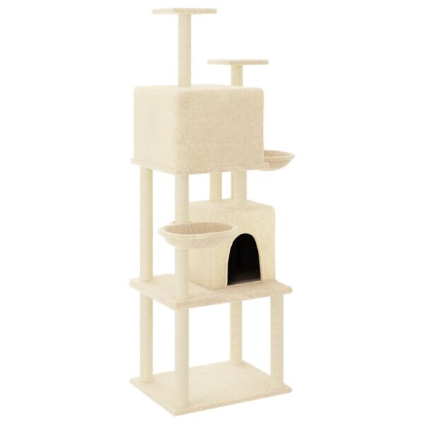vidaXL Arbre à chat avec griffoirs en sisal Crème 180 cm