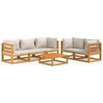 vidaXL Salon de jardin 6 Pièces avec coussins gris clair bois massif