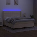 vidaXL Sommier à lattes de lit matelas et LED Crème 180x200 cm Tissu