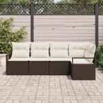 vidaXL Ensemble de canapé de jardin avec coussin 5 Pièces Marron et Crème