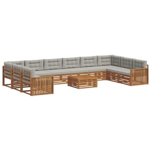 vidaXL Ensembles de canapés avec coussin 11 Pièces Gris Naturel et Clair