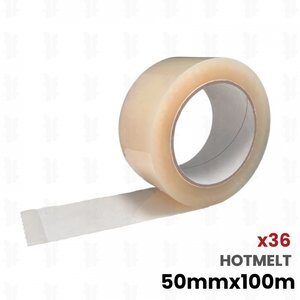 36 rouleaux rubans adhésifs Transparent HOTMELT (25µ) 50mm x 100m