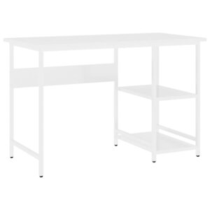 Bureau table poste de travail meuble d'ordinateur informatique étude d'ordinateur 105 x 55 x 72 cm MDF et métal blanc 02_0023709