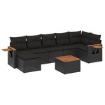vidaXL Salon de jardin 8 Pièces avec coussins noir résine tressée