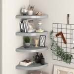 vidaXL Étagères d'angle flottantes 4 Pièces gris 35x35x3 8 cm MDF