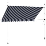 vidaXL Auvent rétractable manuel 350 cm Rayures bleues et blanches
