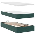 vidaXL Cadre de lit ottoman avec matelas vert foncé 90x200 cm velours