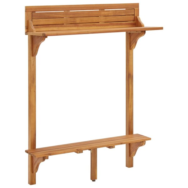 vidaXL Table de bar de balcon 90x37x122 5 cm Bois d'acacia massif