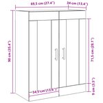 vidaXL Armoire Noire Chêne 69 5x34x90 cm Bois Aggloméré