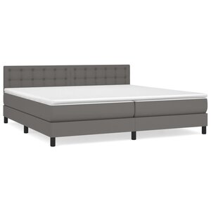 vidaXL Sommier à lattes de lit avec matelas Gris 200x200 cm Similicuir
