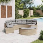 vidaXL Salon de jardin 2 Pièces demi-rond beige résine tressée