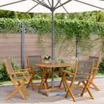 vidaXL Ensemble à manger de jardin 5Pièces gris polypropylène bois massif