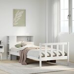 vidaXL Lit bibliothèque sans matelas blanc 90x200cm bois de pin massif
