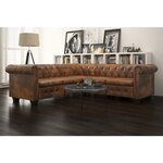 vidaXL Canapé d'angle Chesterfield 5 places en similicuir marron