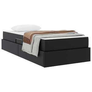 vidaXL Lit avec rangement et matelas avec matelas 2 Pièces Noir Cuir