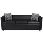 vidaXL Jeu de canapé à 2 places et à 3 places et fauteuil Noir