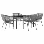 vidaXL Ensemble à manger jardin coussins 5 Pièces gris poly rotin verre