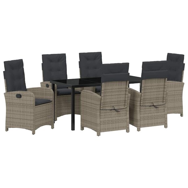 vidaXL Ensemble de salle à manger pour jardin 7 Pièces Gris polyrotin