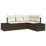 vidaXL Ensemble de canapé de jardin avec coussin 4 Pièces Marron et Crème