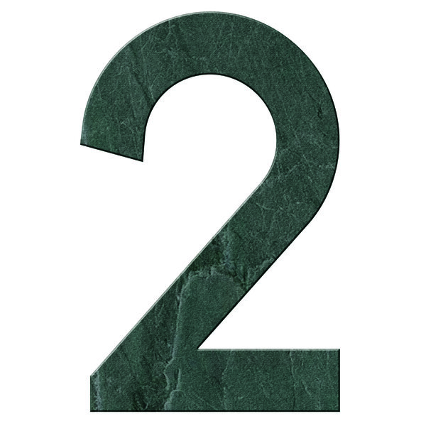 Numéro 2 - Numéro adhésif pour boîtes aux lettres- Pierre véritable 50 mm  Malachite