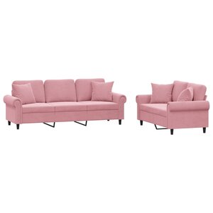 vidaXL Ensemble de canapés 2 Pièces avec coussins rose velours