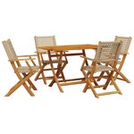 vidaXL Ensemble à manger de jardin 5 Pièces résine tressée et bois massif