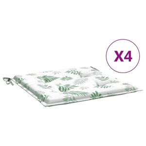 vidaXL Coussins de chaise lot de 4 motif de feuilles 50x50x3 cm tissu