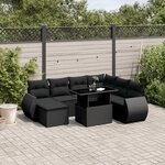 vidaXL Salon de jardin 8 Pièces avec coussins noir résine tressée