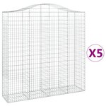 vidaXL Paniers à gabions arqués 5 Pièces 200x50x200/220 cm Fer galvanisé