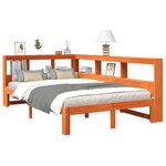vidaXL Lit bibliothèque sans matelas cire marron 120x190cm pin massif