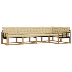 vidaXL Ensemble de canapés d'extérieur 5 Pièces Blanc et Beige