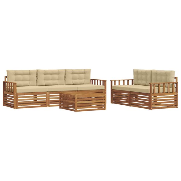 vidaXL Ensemble de canapés d'extérieur 6 pc Naturel et Beige