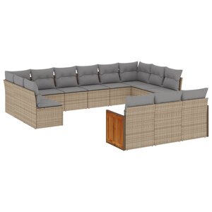vidaXL Salon de jardin avec coussins 13 Pièces beige résine tressée