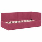vidaXL Cadre de lit d'angle Bordeaux 90 cm x 190 cm Velours