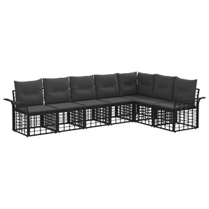 vidaXL Ensemble de canapés d'extérieur 7 Pièces Noir et Gris foncé