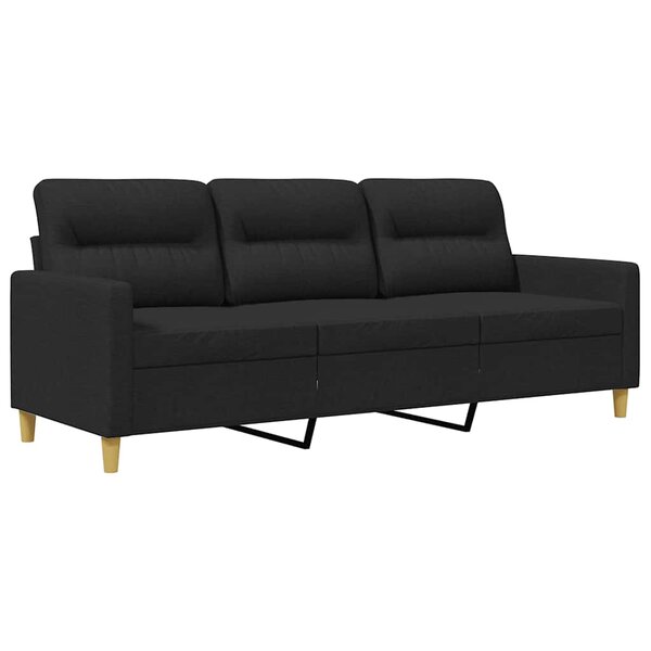 vidaXL Canapé à 3 places Noir 180 cm Tissu