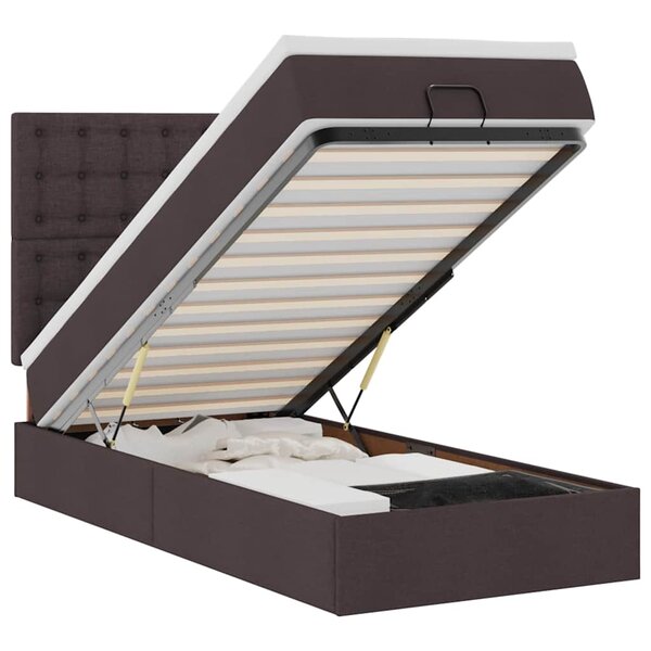 vidaXL Cadre de lit ottoman avec matelas marron foncé 90x190 cm tissu