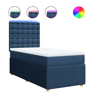 vidaXL Sommier à lattes de lit avec matelas Bleu 90x190 cm Tissu